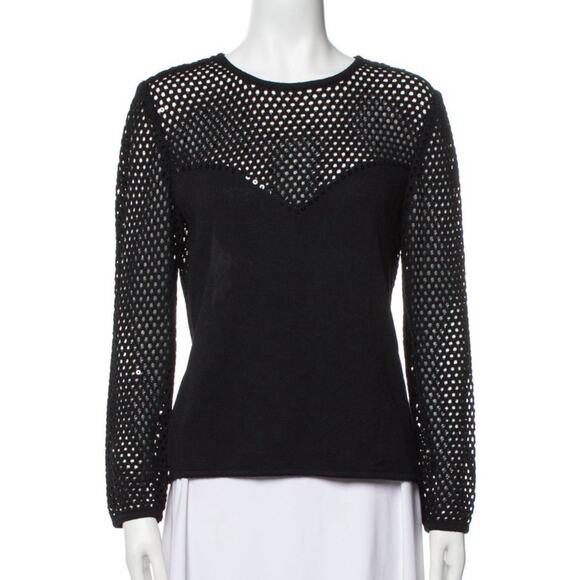 St. John Evening Black Paillettes Santana Open Knit Sweater Size 6 NWOT - Picture 1 of 4